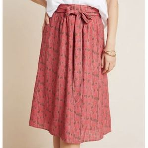 Anthropologie Porridge Pink Floral Midi Skirt NWT
